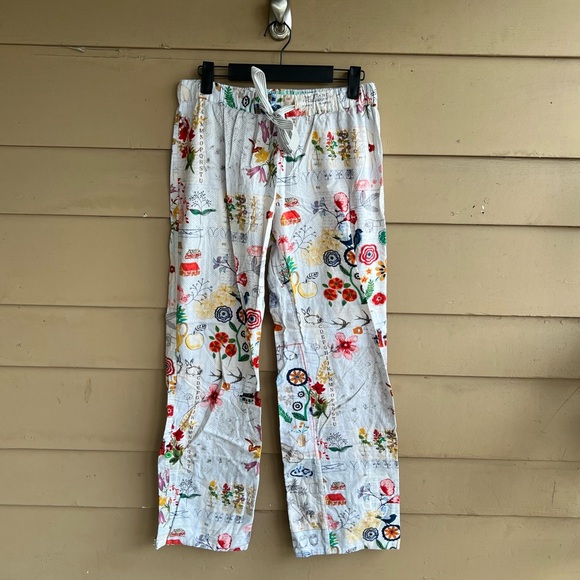 Anthropologie Lilka Vintage Postcard Flannel Sleep Pants Size XS Cozy Comfy - Picture 2 of 6